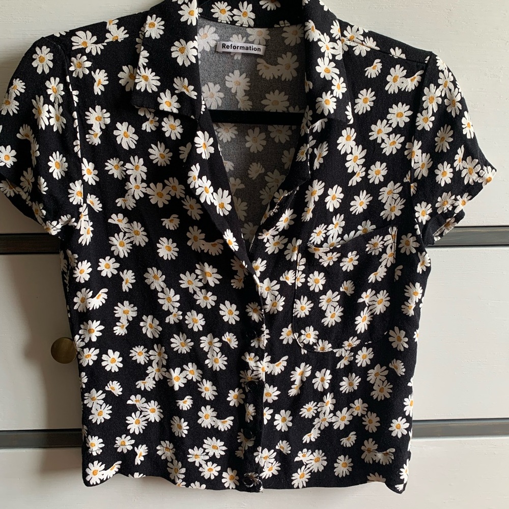 Reformation Daisy Crop Button Up 90s Size S